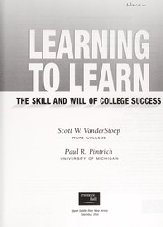 Cover of Learning to learn by Scott W VanderStoep