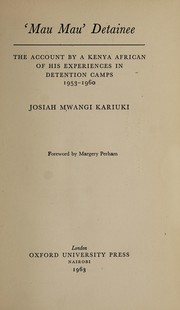 Front cover of Mau Mau kizuizini .. by Josiah Mwangi Kariuki