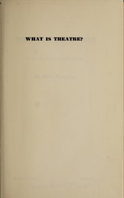 Cover of What is theatre? by Eric Bentley