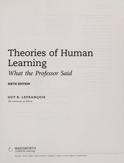 Front cover of Theories of human learning by Guy R. Lefrançois