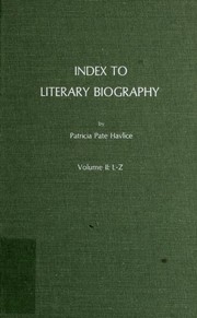 Cover of Index to Literary Biography by Patricia Pate Havlice