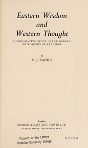 Front cover of Eastern wisdom and Western thought by Purvezji Jamshedji Saher
