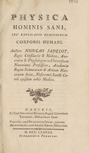 Front cover of Physica hominis sani, seu explicatio functionum corporis humani by Jean-Nicolas Jadelot
