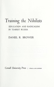 Cover of Training the nihilists by Daniel R. Brower