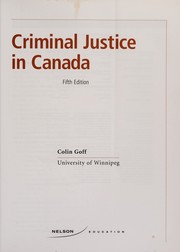 Front cover of Criminal justice in Canada by Colin H. Goff