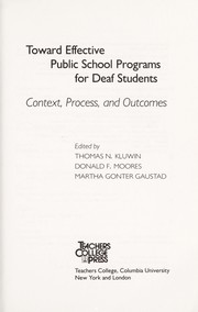 Cover of Toward effective public school programs for deaf students by Thomas N. Kluwin