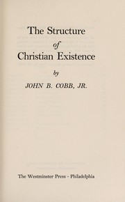 Front cover of The structure of Christian existence by John B Cobb