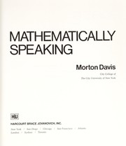 Cover of Mathematically speaking by Morton D. Davis