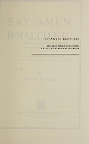 Front cover of Say amen, brother! by William Harrison Pipes