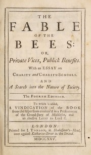 Front cover of The fable of the bees: or, private vices, publick benefits by Bernard Mandeville