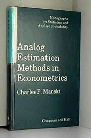 Front cover of Analog estimation methods in econometrics by Charles F. Manski