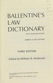 Cover of Ballentine's law dictionary, with pronunciations by James A. Ballentine