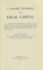 Cover of A concise textbook on legal capital by Bayless Manning