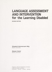 Front cover of Language assessment and intervention for the learning disabled by Elisabeth Wiig