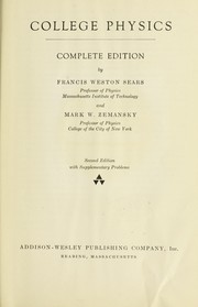Front cover of College physics by Francis Weston Sears