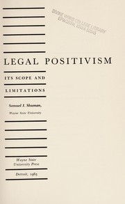 Front cover of Legal positivism by Samuel I. Shuman