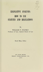 Cover of Legislative analysis by William P. Statsky