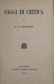 Front cover of Saggi di critica by Giovanni Alfredo Cesareo