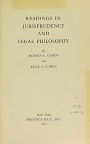 Cover of Readings in jurisprudence and legal philosophy by Morris Raphael Cohen