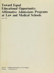 Front cover of Toward equal educational opportunity by United States Commission on Civil Rights.