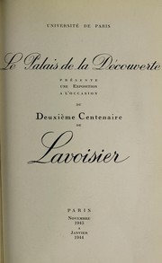 Front cover of Le Palais de la découverte présente une exposition à l'occasion du deuxième centenaire de Lavoisier by Palais de la découverte (Paris, France)