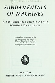 Front cover of Fundamentals of machines by Charles Elwood Dull