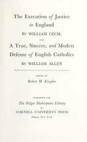 Front cover of The execution of justice in England by Burghley, William Cecil Baron