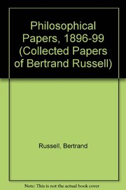 Front cover of Philosophical papers, 1896-99 by Bertrand Russell