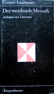 Front cover of Der werdende Mensch by Gustav Landauer