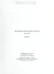 Front cover of The Canadian constitutional tradition by R. C. B. Risk