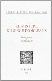 Front cover of Le mistère du Siège d'Orléans by V. L. Hamblin