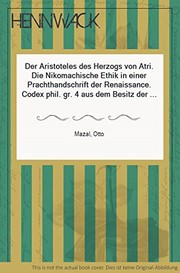 Front cover of Der Aristoteles des Herzogs von Atri by Otto Mazal