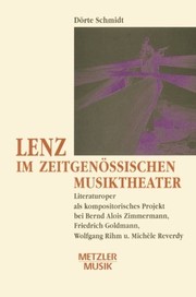 Front cover of Lenz im zeitgenössischen Musiktheater by Dörte Schmidt