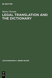 Cover of Legal translation and the dictionary by Marta Chroma