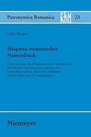 Front cover of Hispano-romanisches Namenbuch (Patronymica Romanica (Patrom)) (German Edition) by Lidia Becker