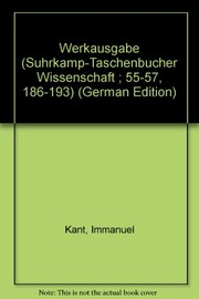 Cover of Werkausgabe by Immanuel Kant