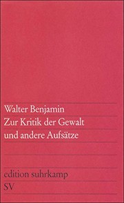 Front cover of Zur Kritik der Gewalt und andere Aufsätze by Walter Benjamin