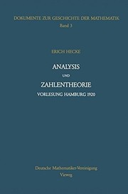 Front cover of Analysis und Zahlentheorie by Hecke, Erich