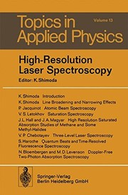Front cover of High-Resolution Laser Spectroscopy (Topics in Applied Physics) by Kōichi Shimoda