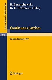 Front cover of Continuous lattices by Conference on Topological and Categorical Aspects of Continuous Lattices (1979 University of Bremen)