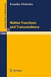 Front cover of Mahler functions and transcendence by Kumiko Nishioka