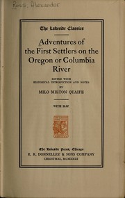 Front cover of Adventures of the first settlers on the Oregon or Columbia river by Ross, Alexander
