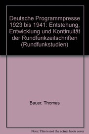 Cover of Deutsche Programmpresse, 1923 bis 1941 by Thomas Bauer