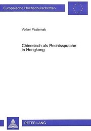 Front cover of Chinesisch als Rechtssprache in Hongkong by Volker Pasternak