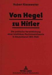 Front cover of Von Hegel zu Hitler by Hubert Kiesewetter