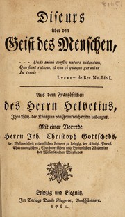 Front cover of Discurs über den Geist des Menschen ... by Helvétius