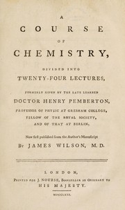 Cover of A course of chemistry, divided into twenty-four lectures by Pemberton, Henry