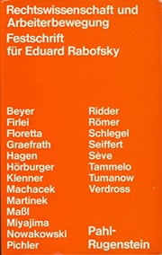 Front cover of Rechtswissenschaft und Arbeiterbewegung by Eduard Rabofsky