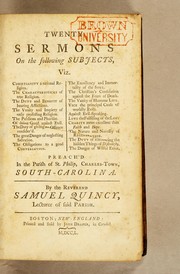 Front cover of Twenty sermons on the following subjects by Samuel Quincy
