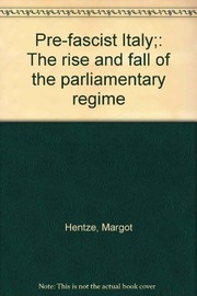 Front cover of Pre-fascist Italy by Margot Hentze